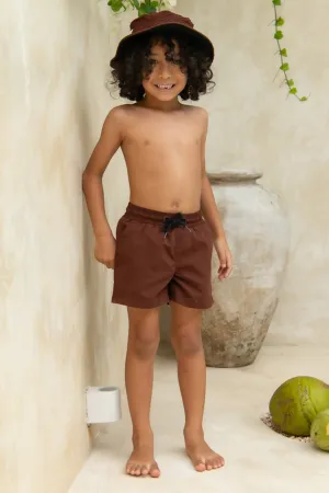 Mini Hank Board Shorts Final Sale - Brown Waffle