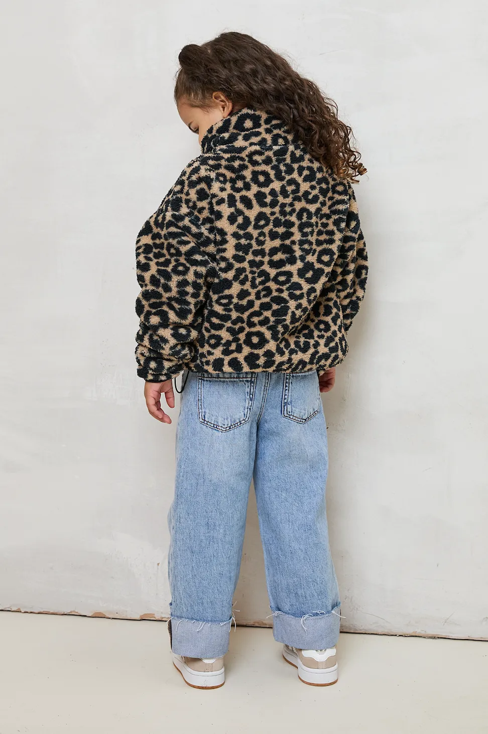 MINI TEDDY FLEECE ZIP JACKET IN LEOPARD