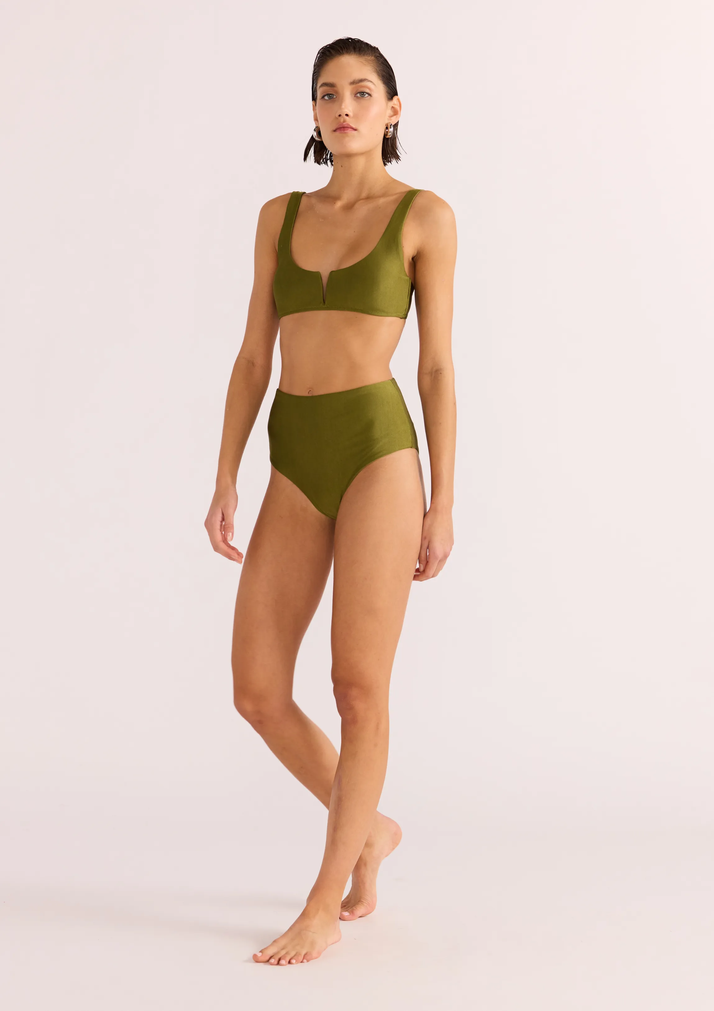 MINK PINK IRINA HIGH BIKINI PANT - KHAKI