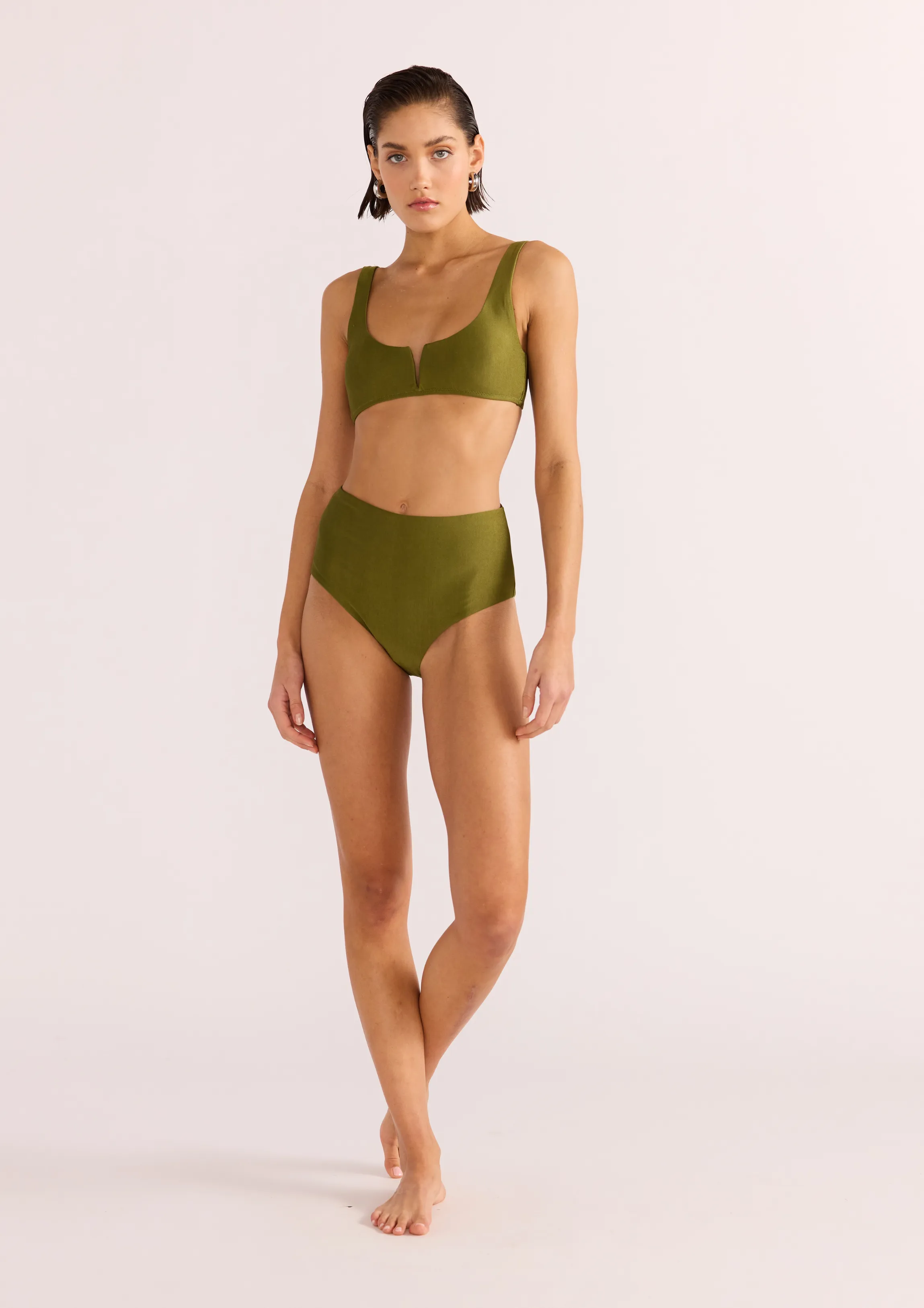 MINK PINK IRINA HIGH BIKINI PANT - KHAKI
