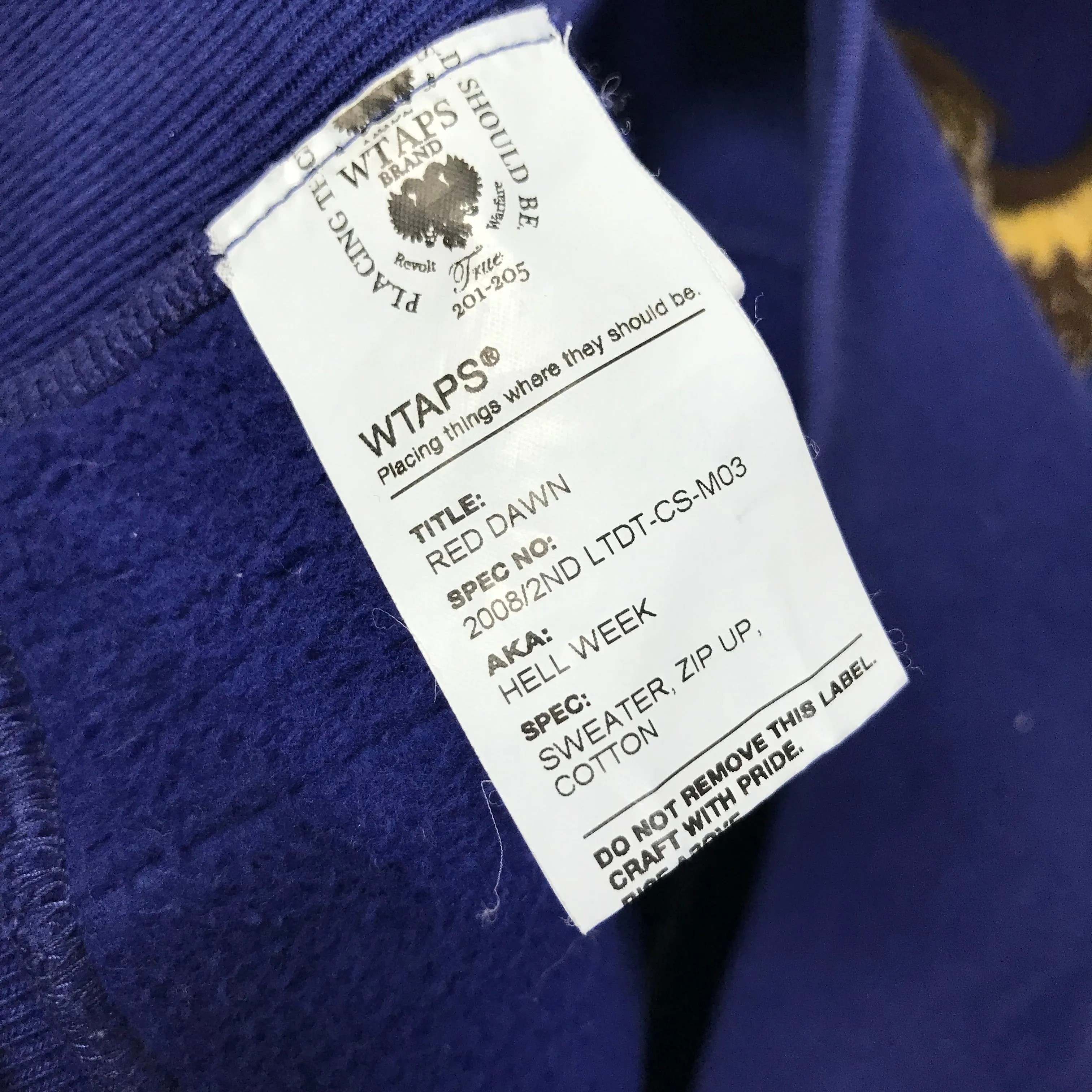 [M/L] WTaps Red Dawn Hell Week Zip Up Hoodie