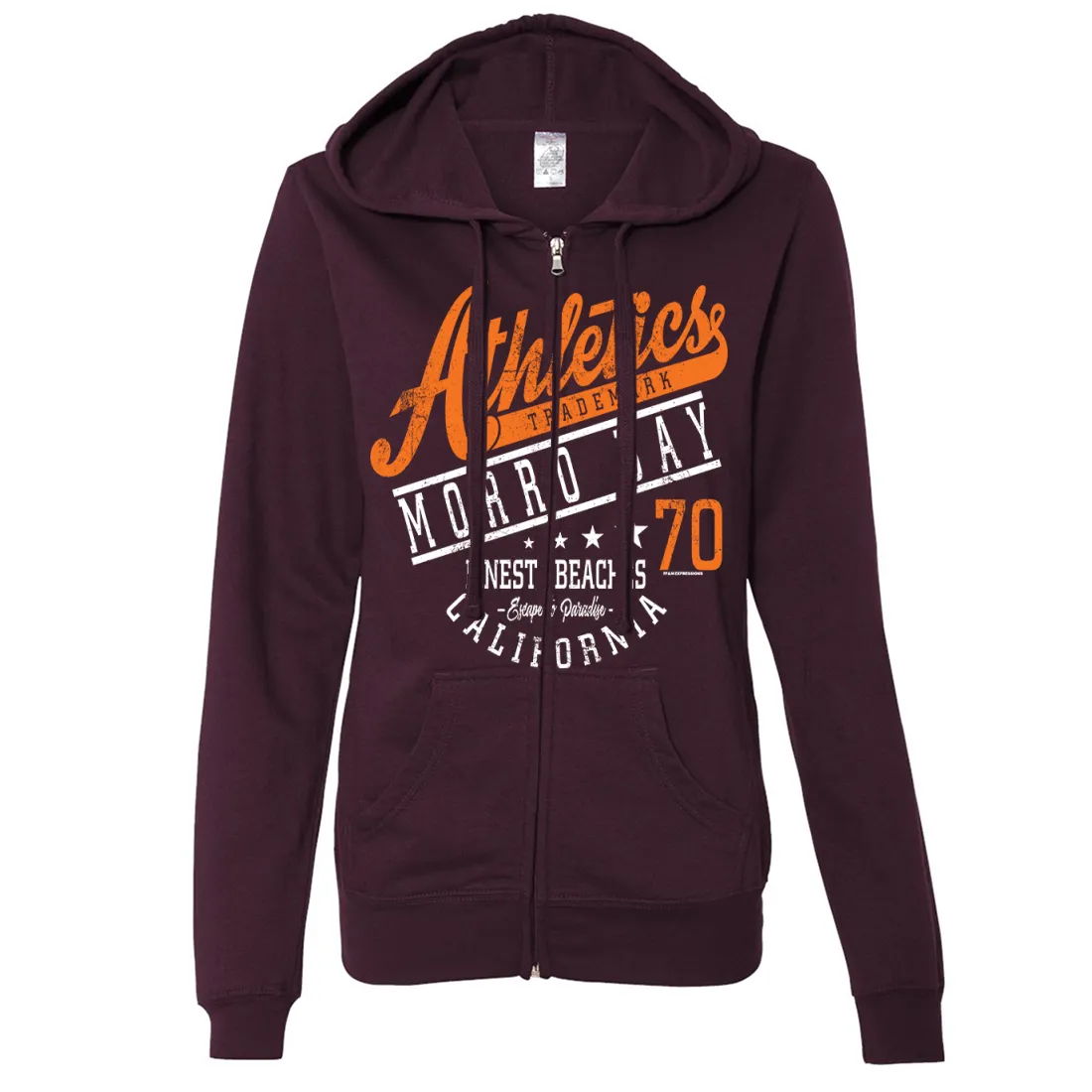 Morro Bay Athletics Ladies Lightweight Fitted Zip-Up Hoodie