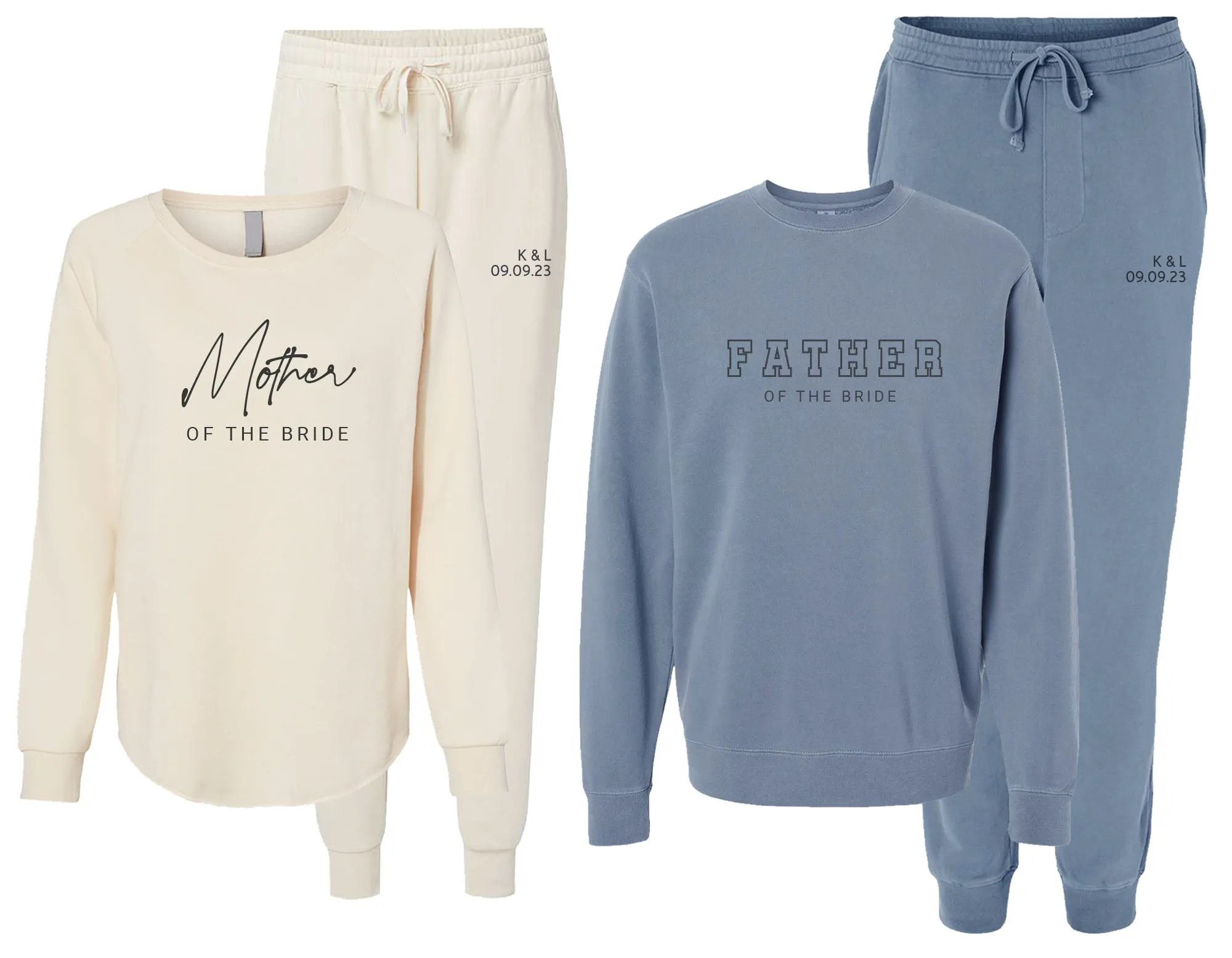 Mother of the Bride & Father of the Bride - Personalized Parents Matching Sweatsuits, Dad Wedding Gift, Bride's Parents Gift, Bride's Father