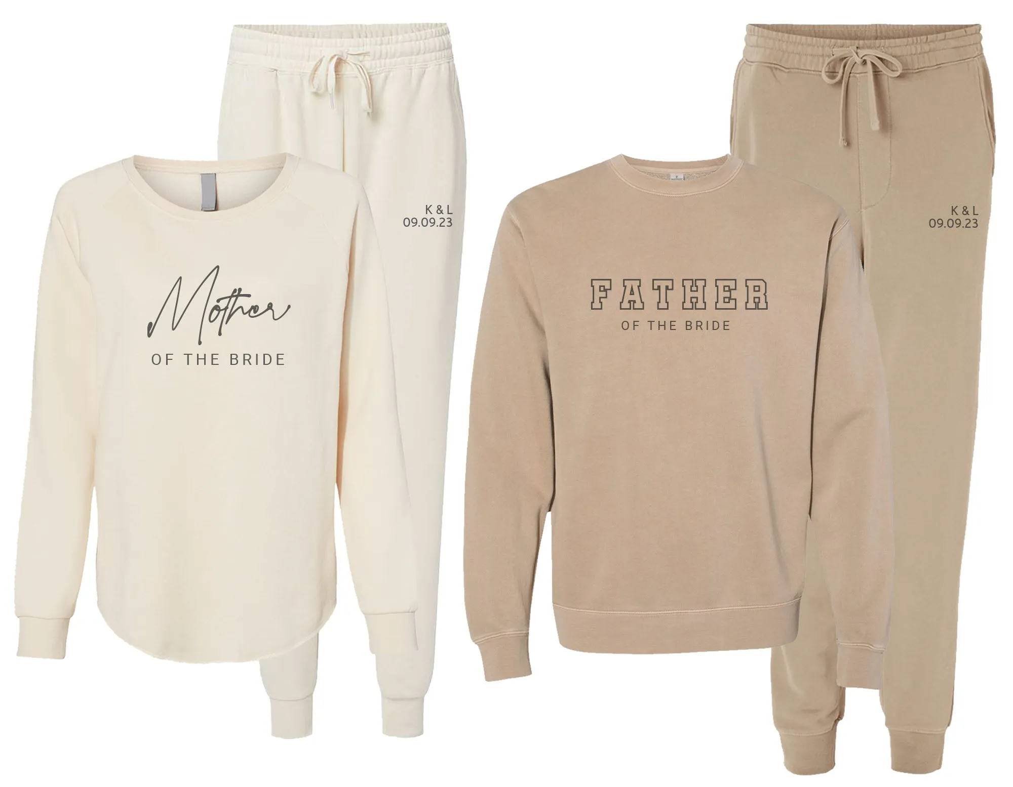 Mother of the Bride & Father of the Bride - Personalized Parents Matching Sweatsuits, Dad Wedding Gift, Bride's Parents Gift, Bride's Father
