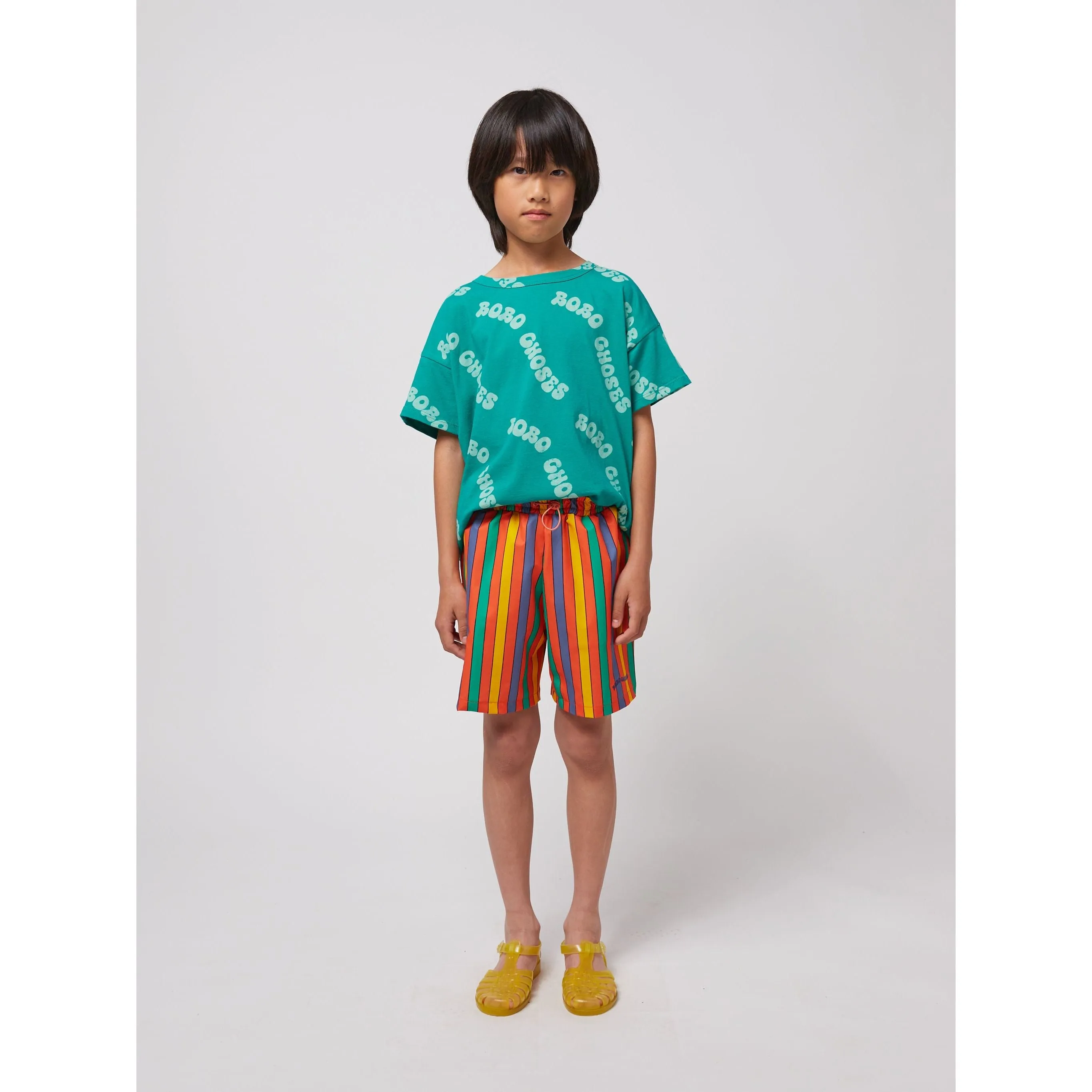 Multicolor Stripes Swim Board Shorts