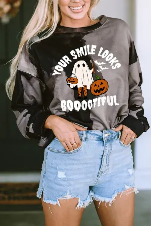 Multicolor YOUR SMILE LOOKS BOOOOTIFUL Halloween Graphic Sweatshirt