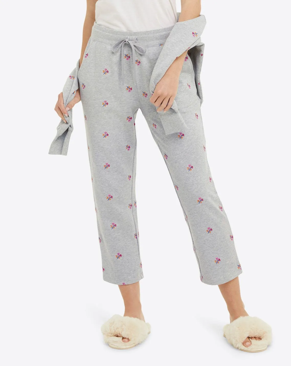 Natalie Sweatpants in Embroidered Viola
