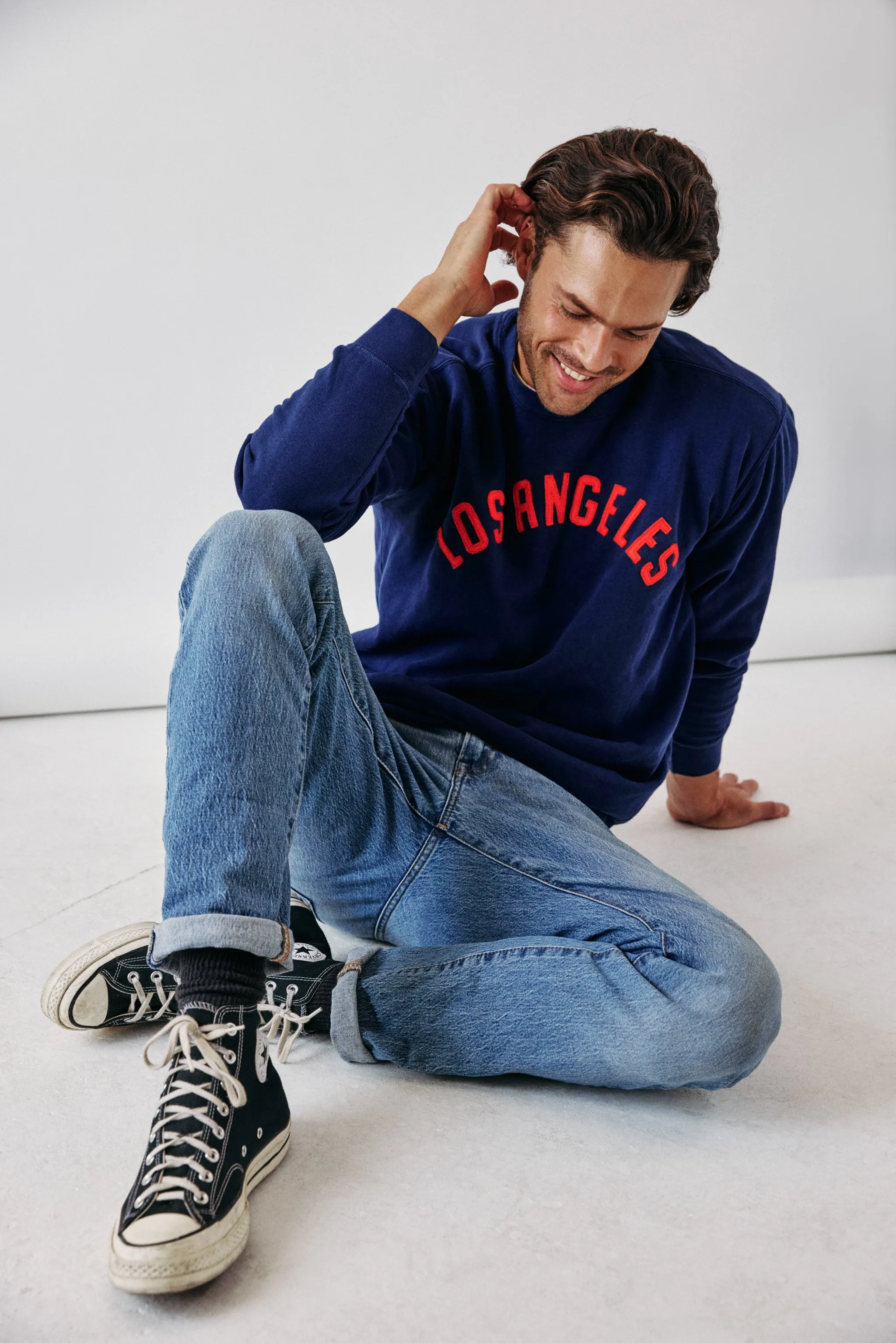 Navy Vintage Wash Crew