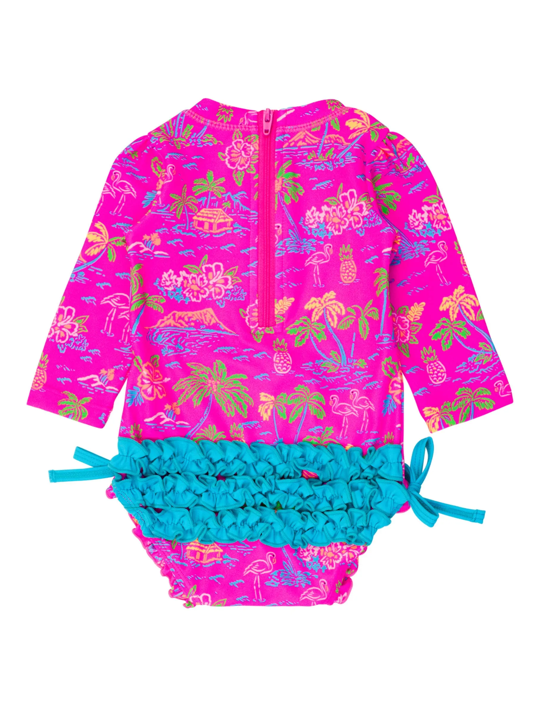 Neon Island Time Long Sleeve One Piece Rash Guard