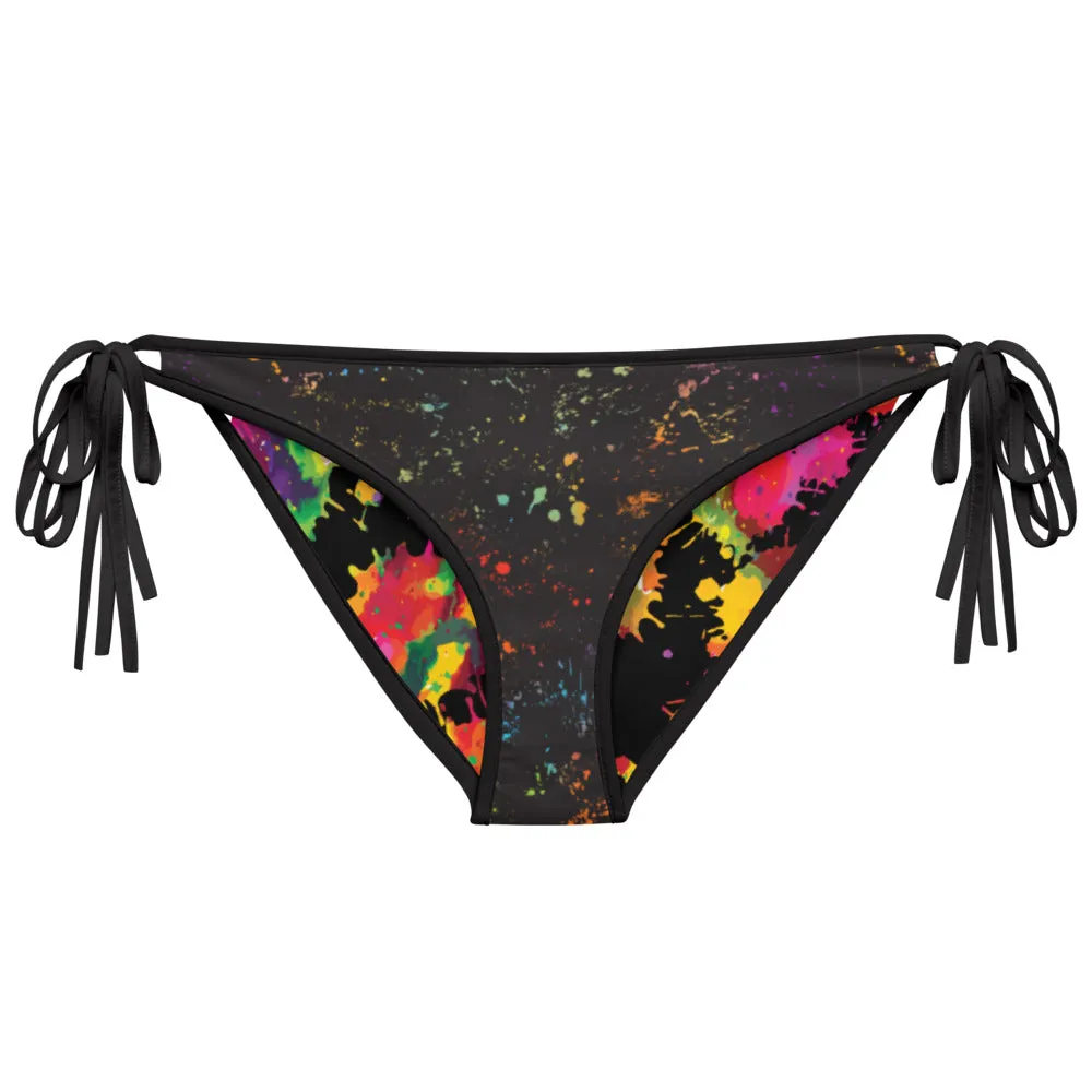 Neon Paint Splotches and Butterflies - Reversible Bikini Bottom