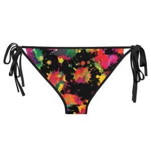 Neon Paint Splotches and Butterflies - Reversible Bikini Bottom