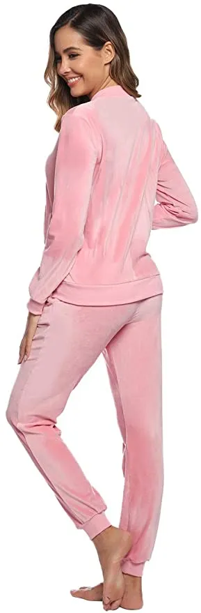 New Abollria Women Long Sleeve Zipper Jacket and Pants Set Tracksuit in Pink, Sz L!