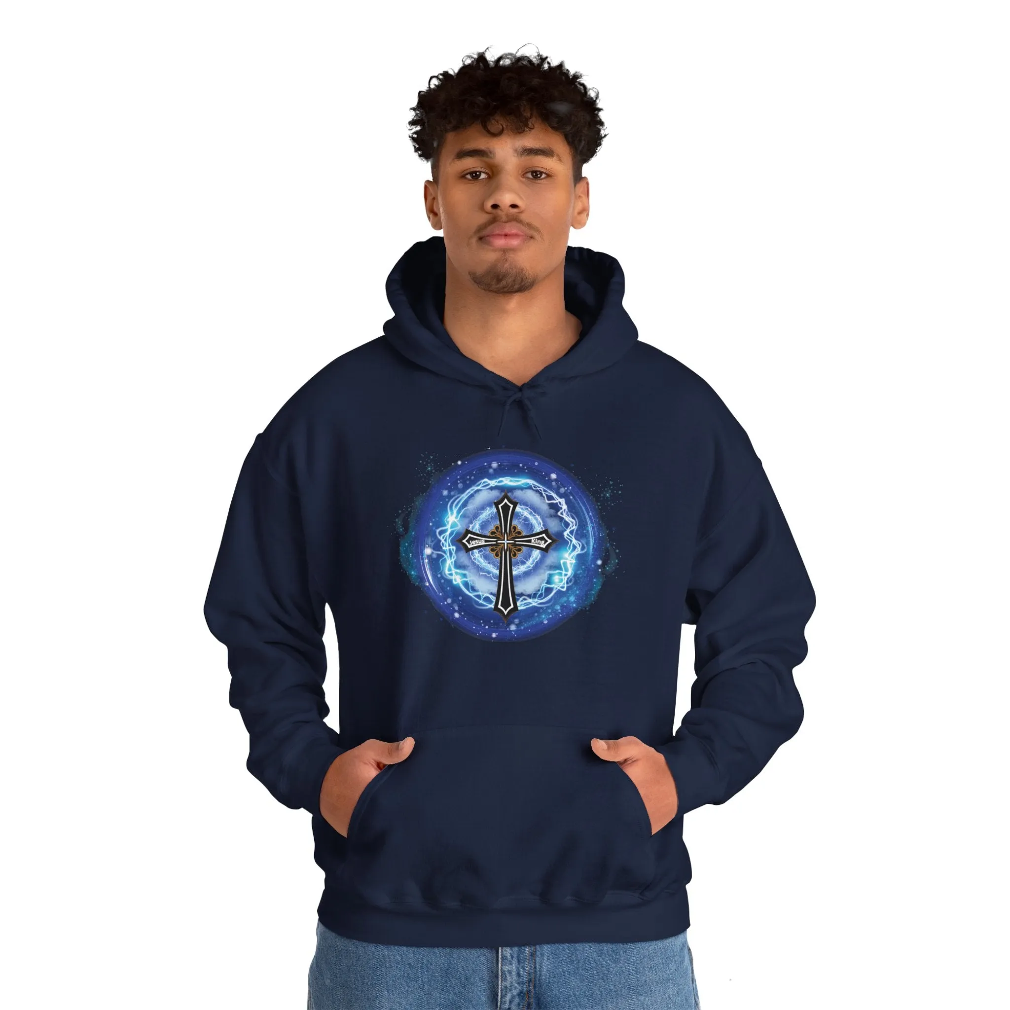 New! Lightning & Clouds Cross - Unisex Heavy Blend™ Hooded Sweatshirt