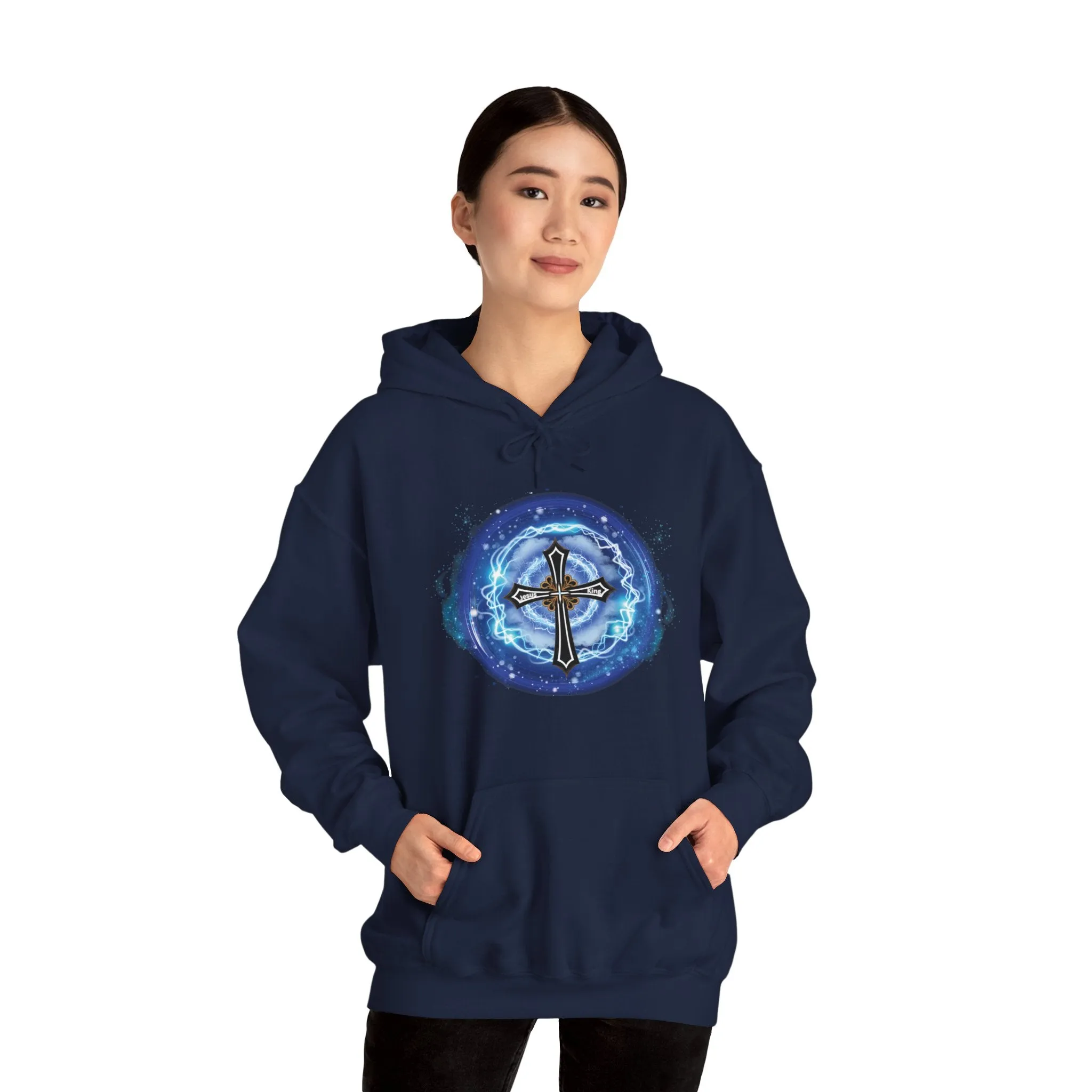 New! Lightning & Clouds Cross - Unisex Heavy Blend™ Hooded Sweatshirt