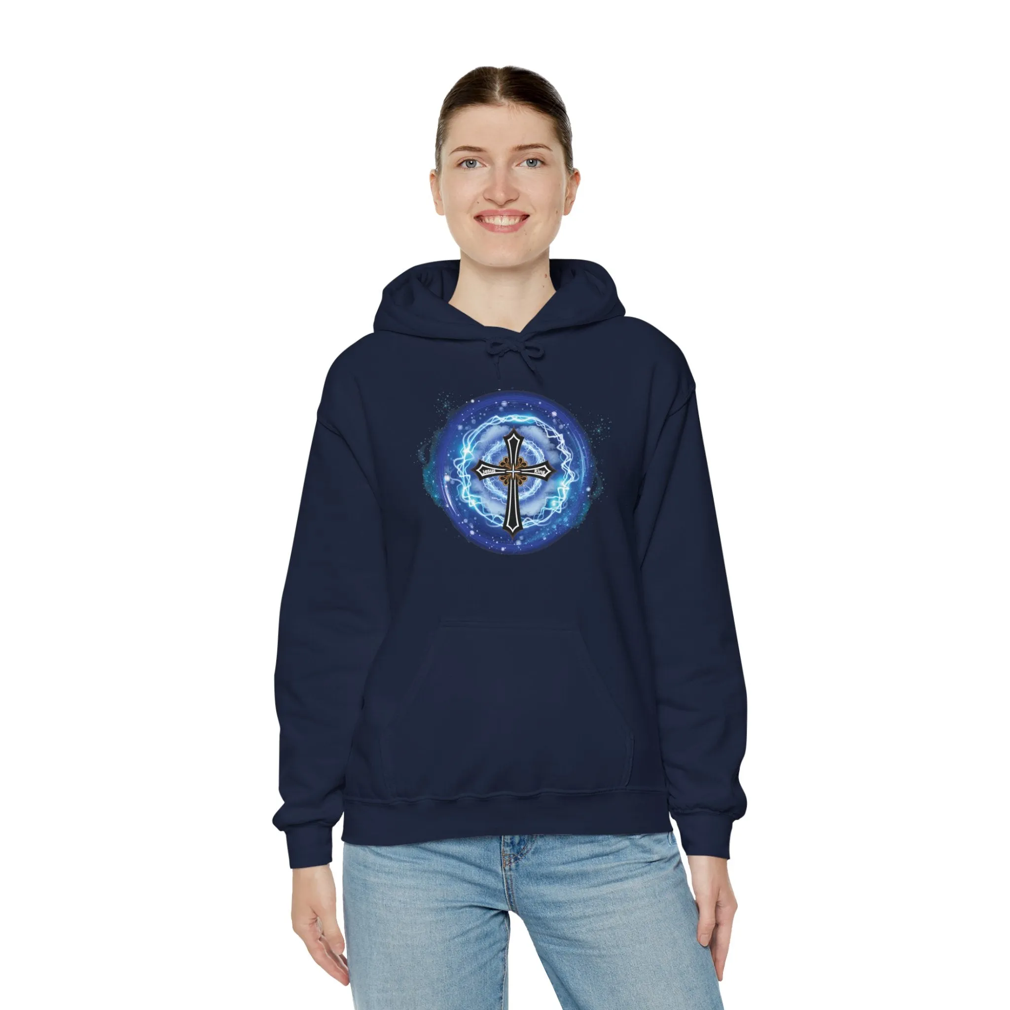 New! Lightning & Clouds Cross - Unisex Heavy Blend™ Hooded Sweatshirt