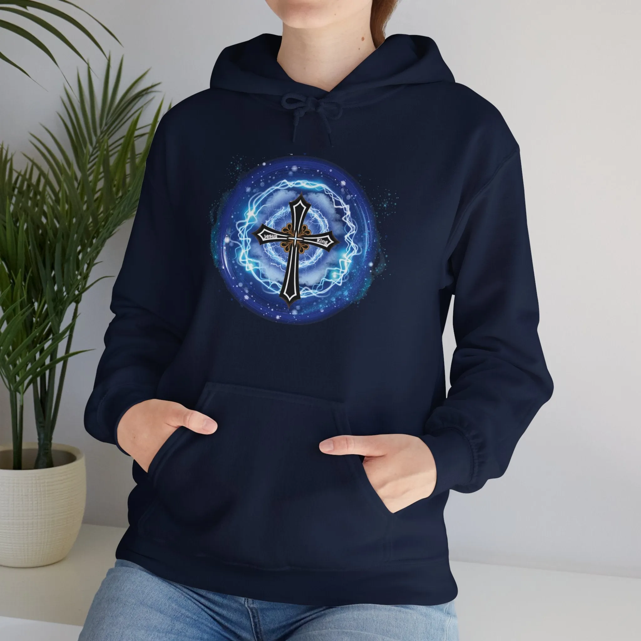 New! Lightning & Clouds Cross - Unisex Heavy Blend™ Hooded Sweatshirt