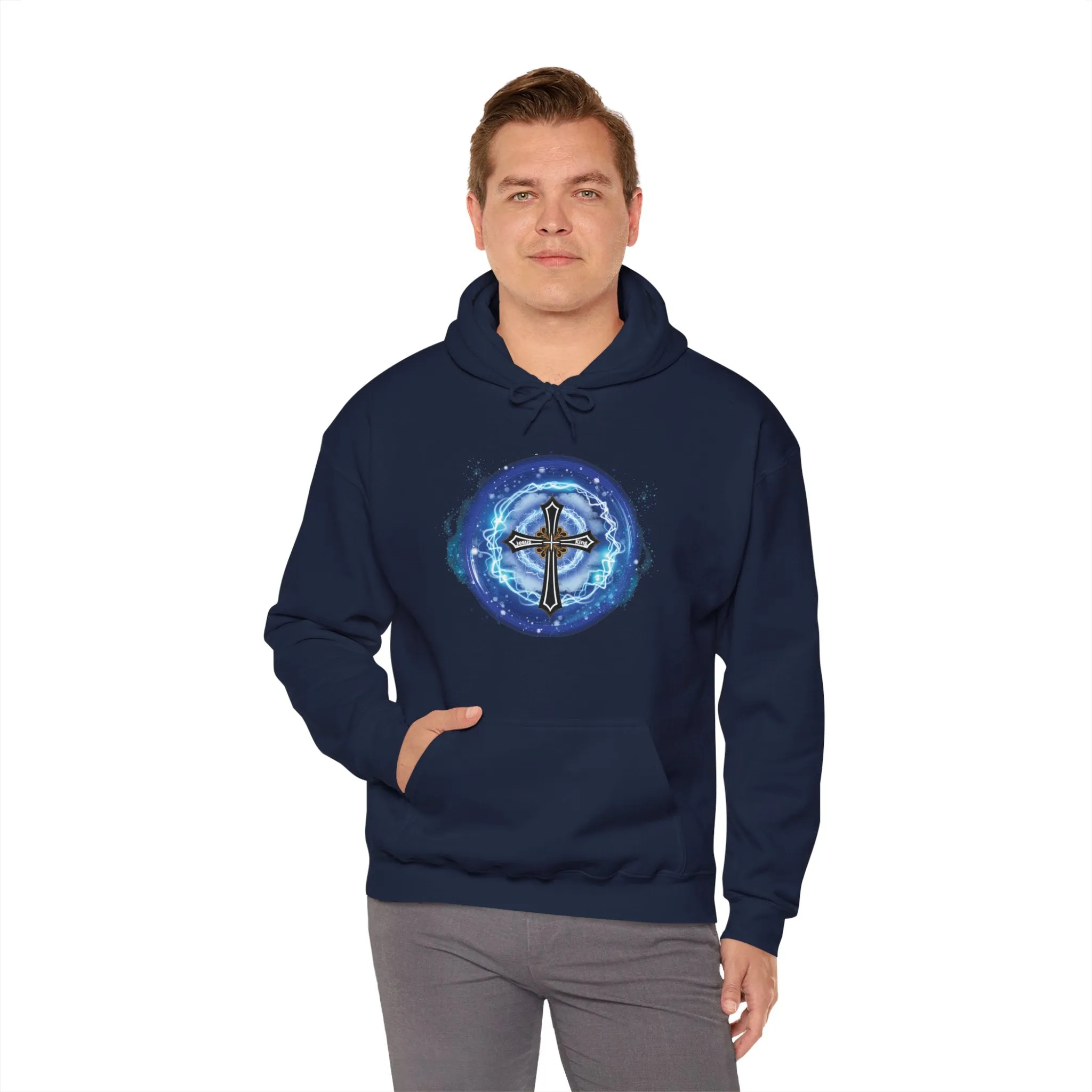 New! Lightning & Clouds Cross - Unisex Heavy Blend™ Hooded Sweatshirt