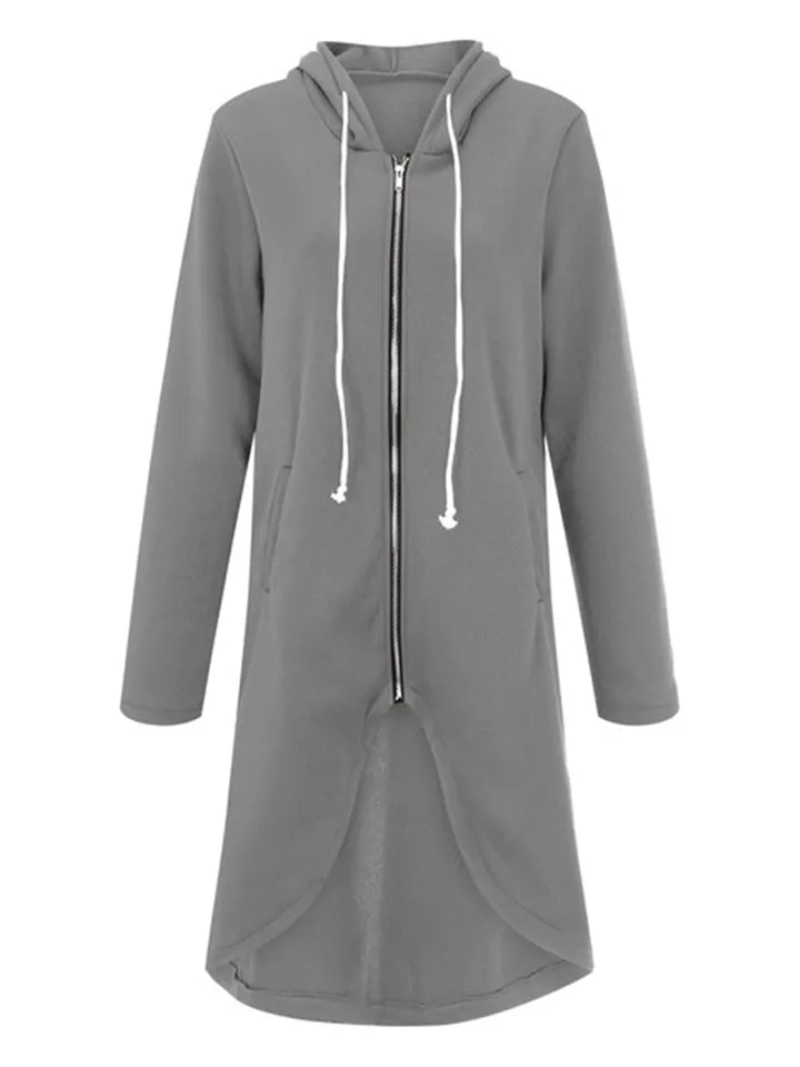 New Long Sleeve Zipper Long Hooded Sweatshirts