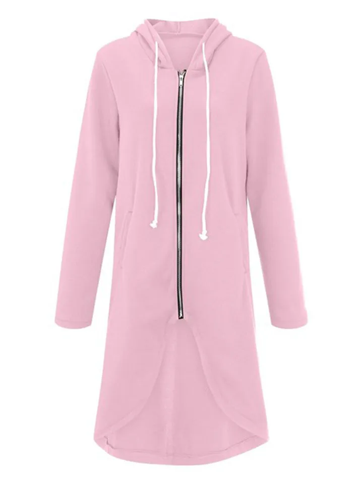 New Long Sleeve Zipper Long Hooded Sweatshirts