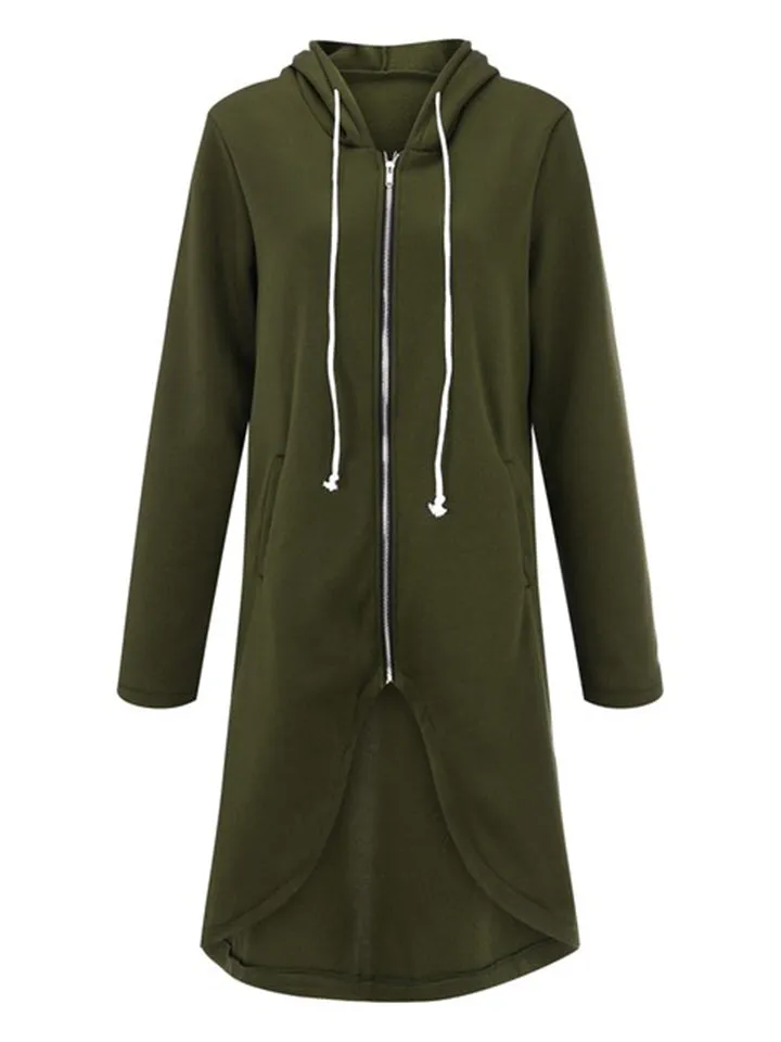 New Long Sleeve Zipper Long Hooded Sweatshirts