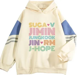 NEW Qianran Kpop Merch Merchandise Jungkook Suga Jimin V RM Jhope Jin Hoodie Oversized Sweatshirts Pullover Jacket, Tag Says 2XL, Fits like L/XL