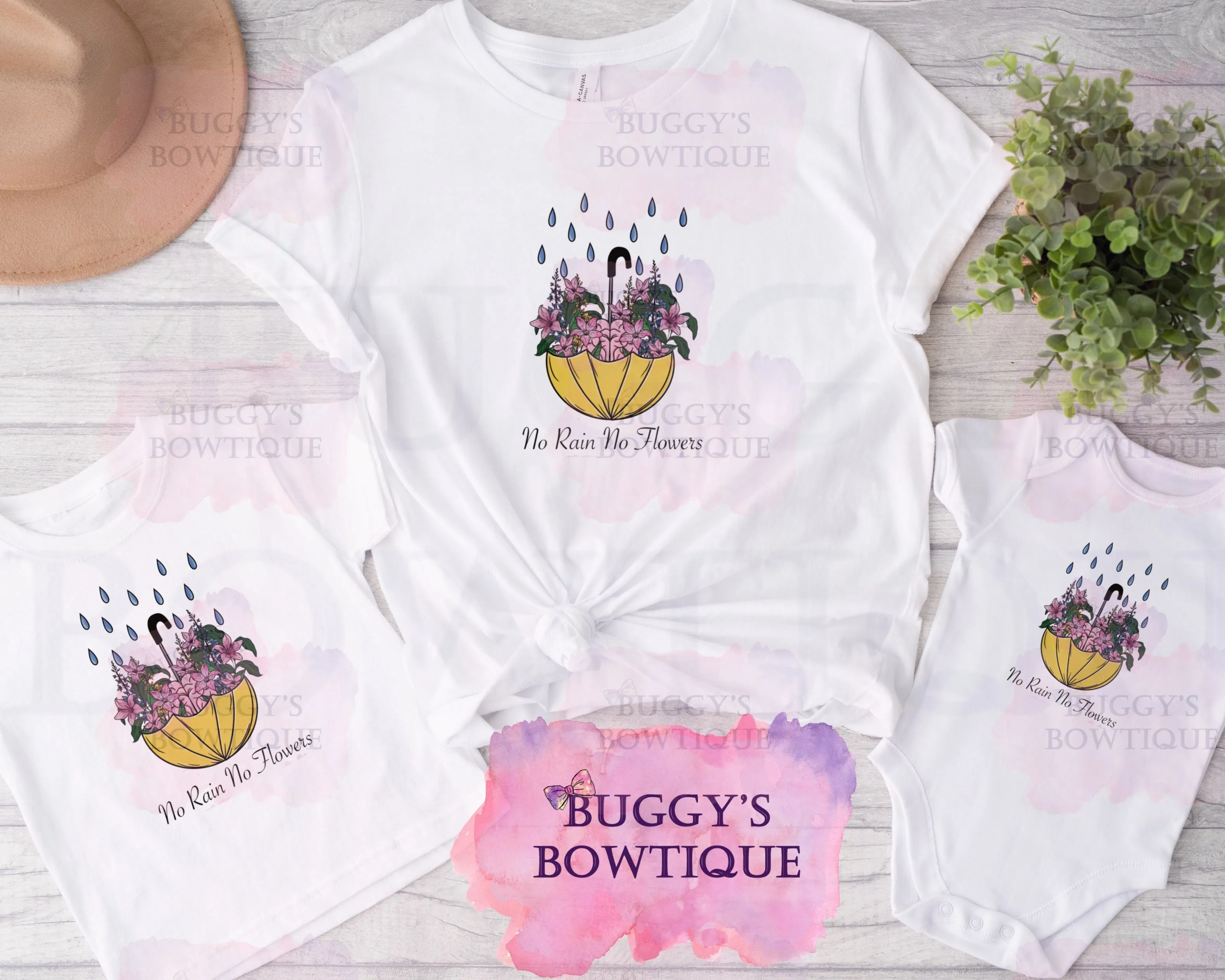 No Rain No Flowers Sublimation/ DTF/ BLEACHED Shirts, Onesies, Sweatshirts- MULTIPLE COLORS