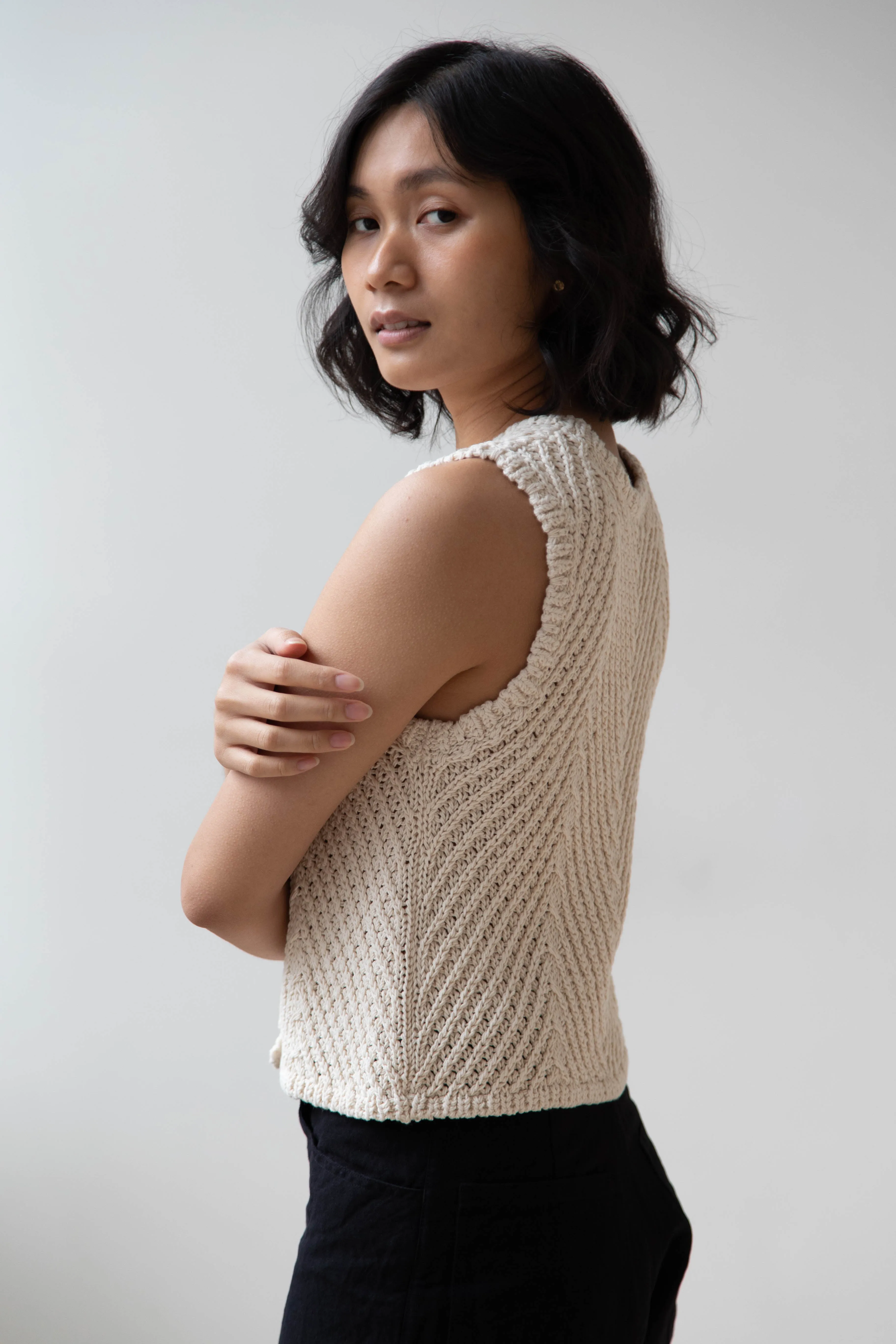 Nothing Written | Rie Cotton Vest in Ivory