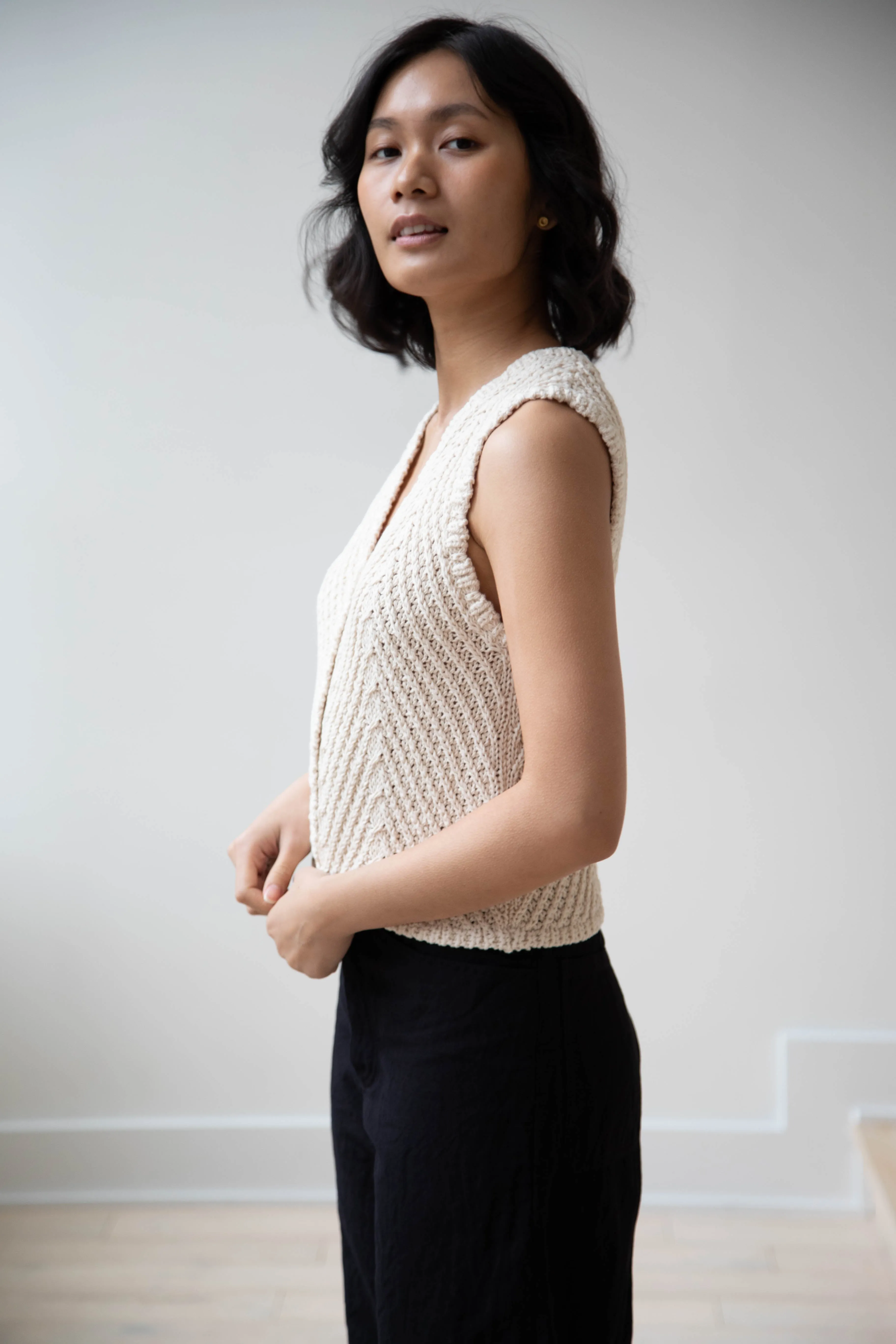 Nothing Written | Rie Cotton Vest in Ivory
