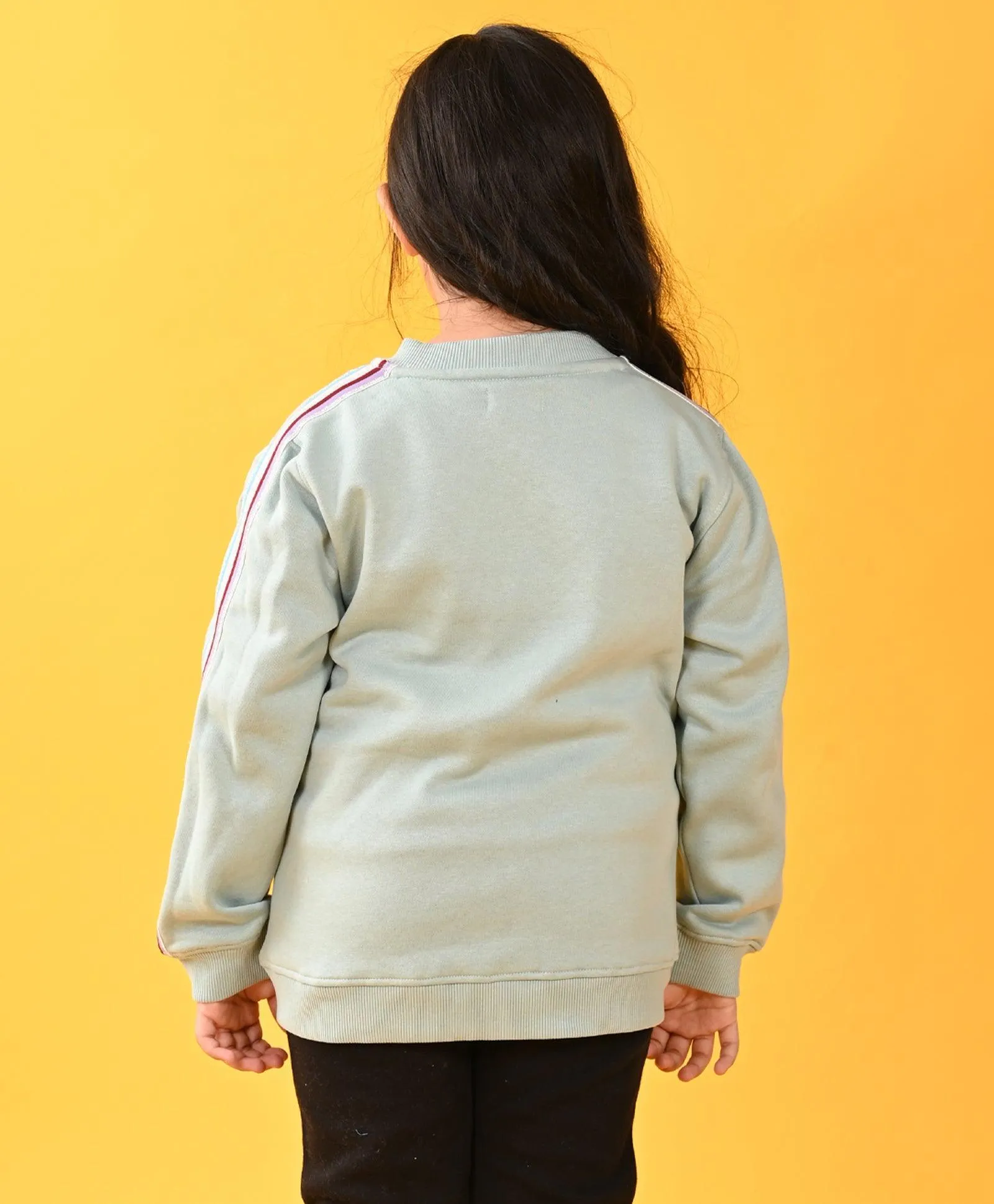 OIL GREEN PINK SIDE TAPE FLEECE ZIPPER SWEATSHIRT - GREEN