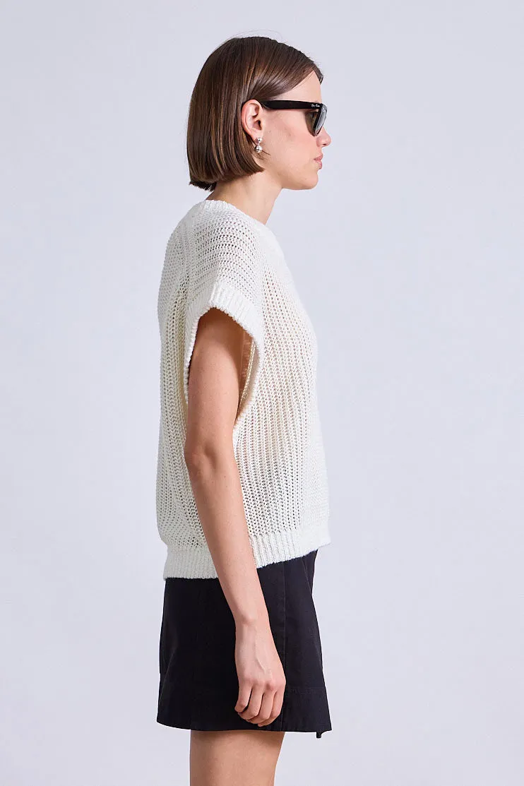 Oliva Linen Vest in Cream