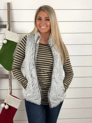 Olive Sherpa Vest