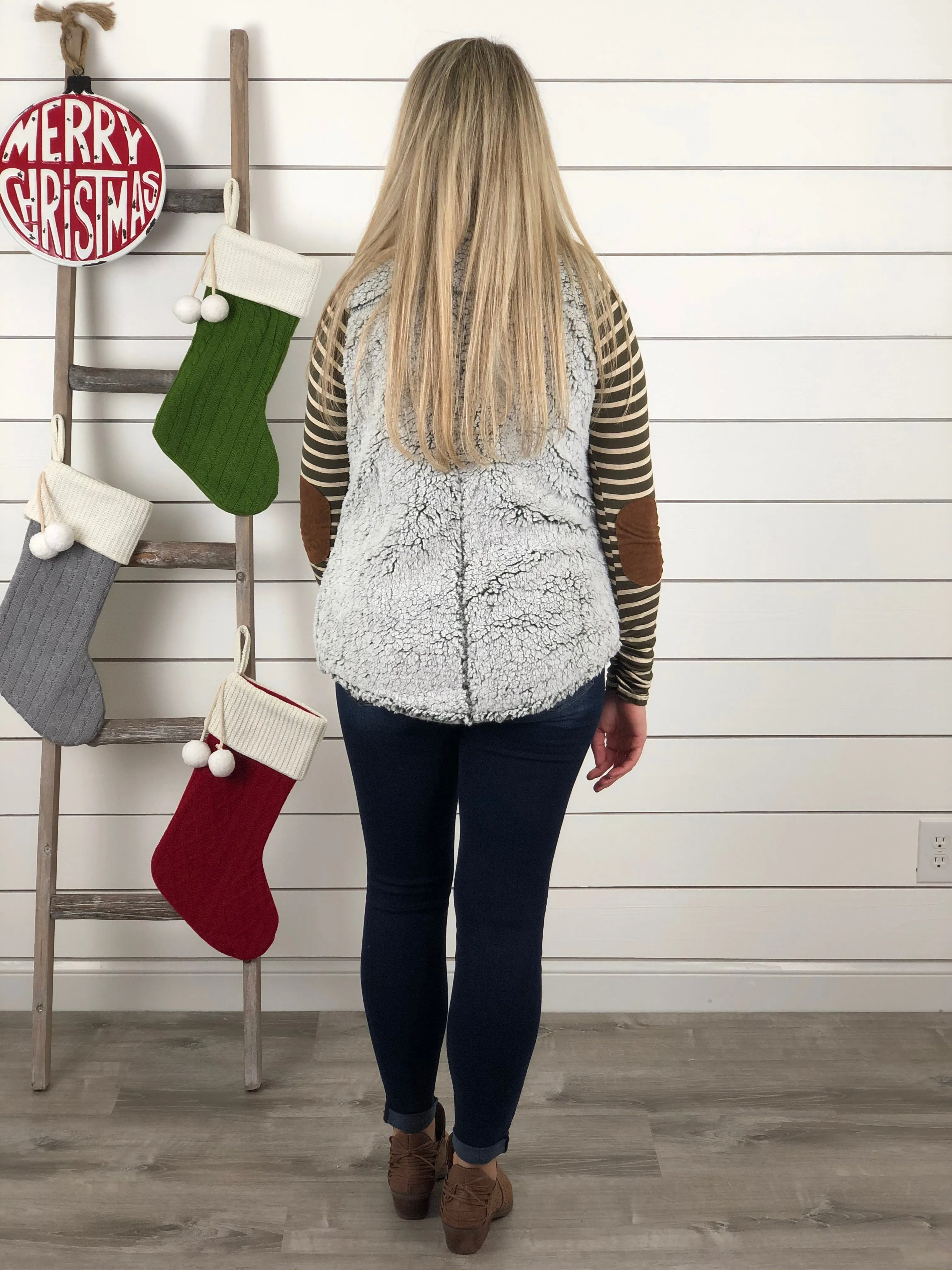 Olive Sherpa Vest