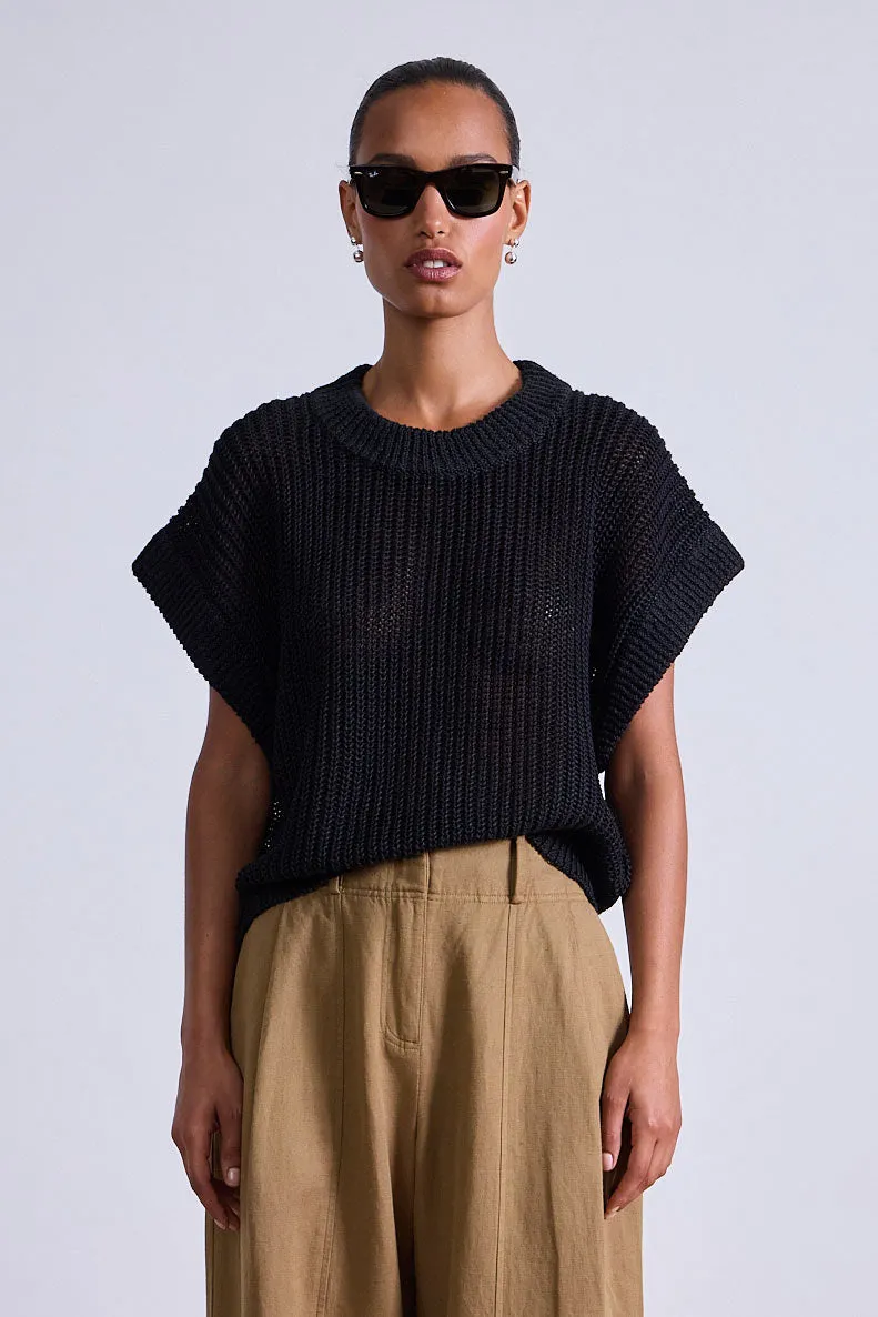 Olivia Linen Vest in Black