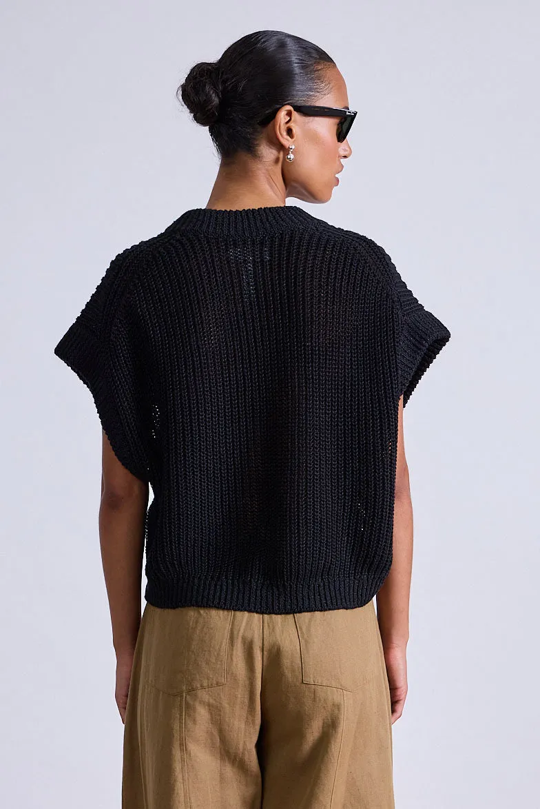 Olivia Linen Vest in Black
