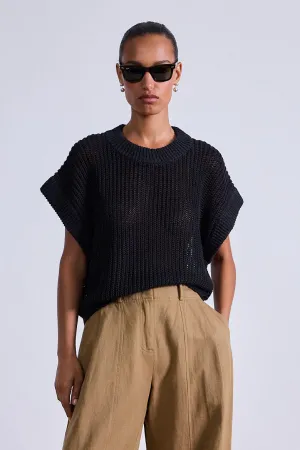 Olivia Linen Vest in Black