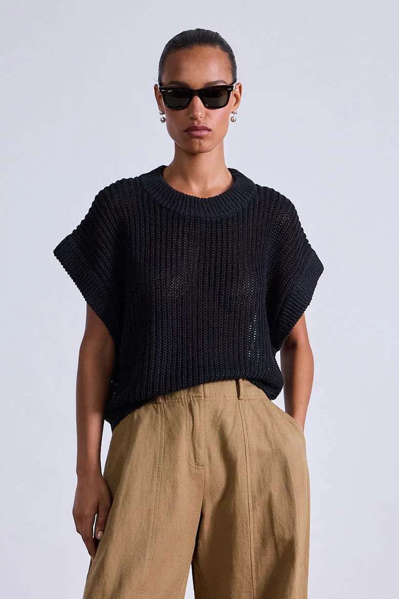 Olivia Linen Vest in Black