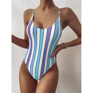 One Piece Swimsuit Women Swimwear 2023 Sexy Striped Bathing Suit Woman Bikini Swimming for Beach Wear Monokini Female Swimsuits