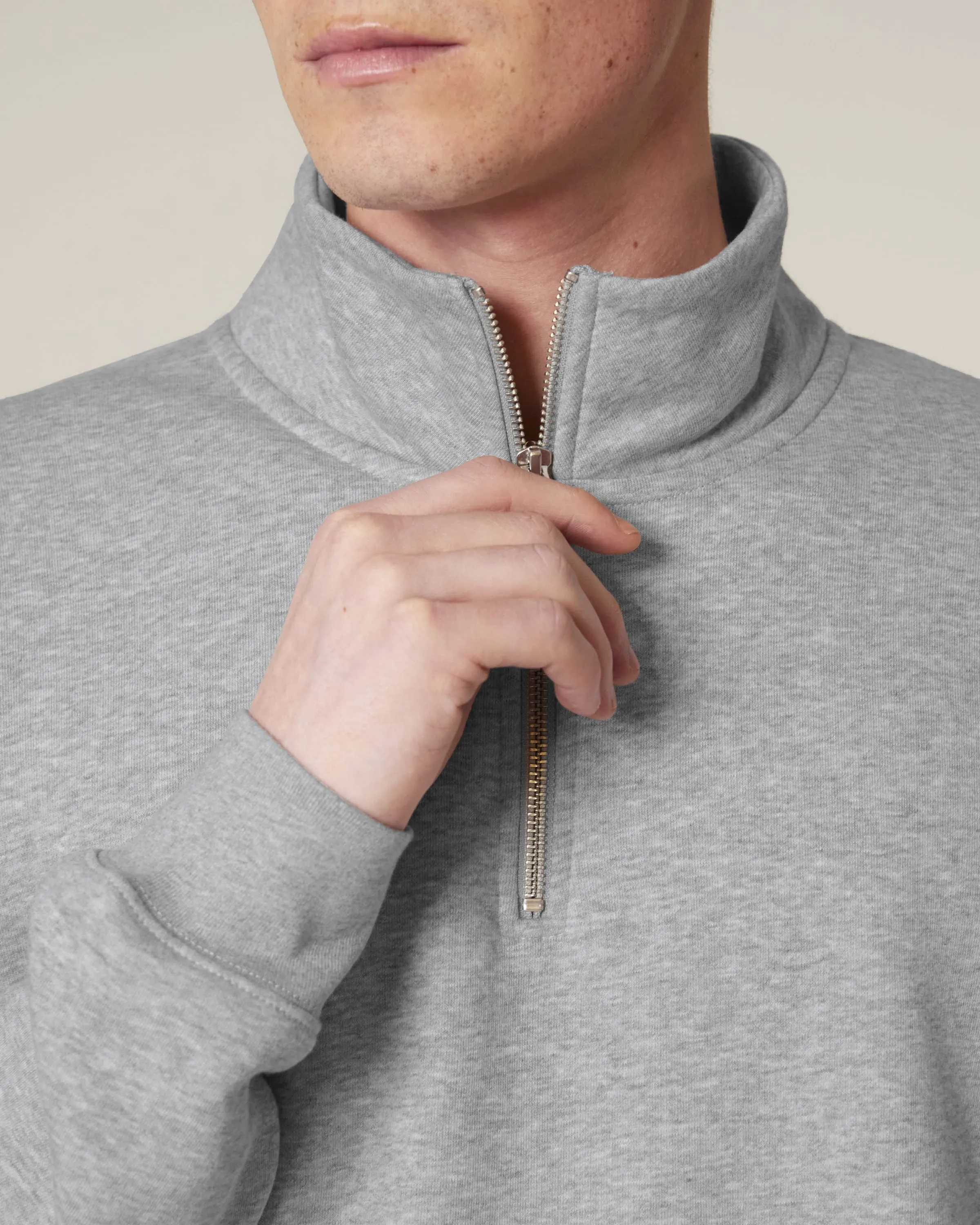 Organic Zip Neck Sweatshirt: Unisex