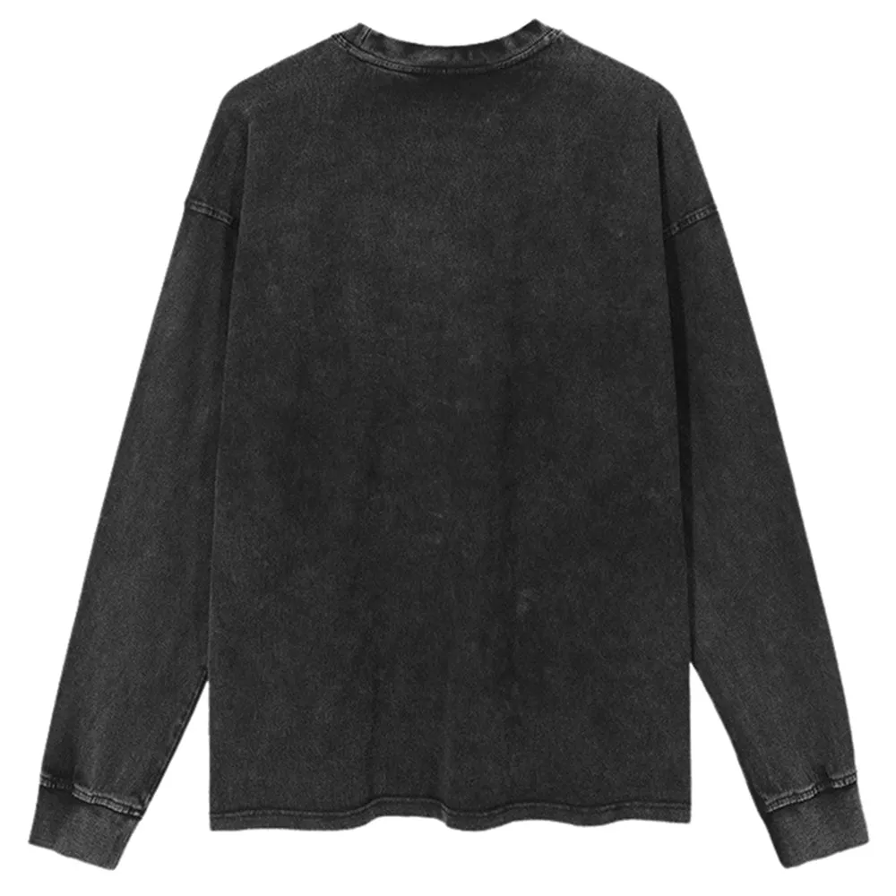 Oversized Vintage Washed Skeleton Heart Graphic Sweatshirt