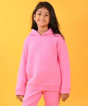 PINK FLOWER QUILTED GIRLS HOODIE - PINK