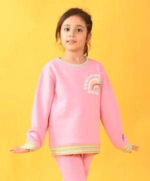PINK SUNSHINE MULTICOLORED RIB FLEECE SWEATSHIRT - PINK