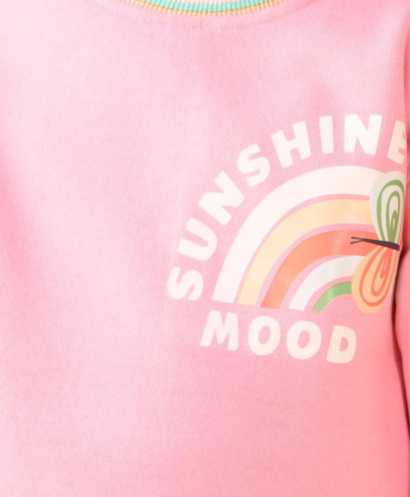 PINK SUNSHINE MULTICOLORED RIB FLEECE SWEATSHIRT - PINK