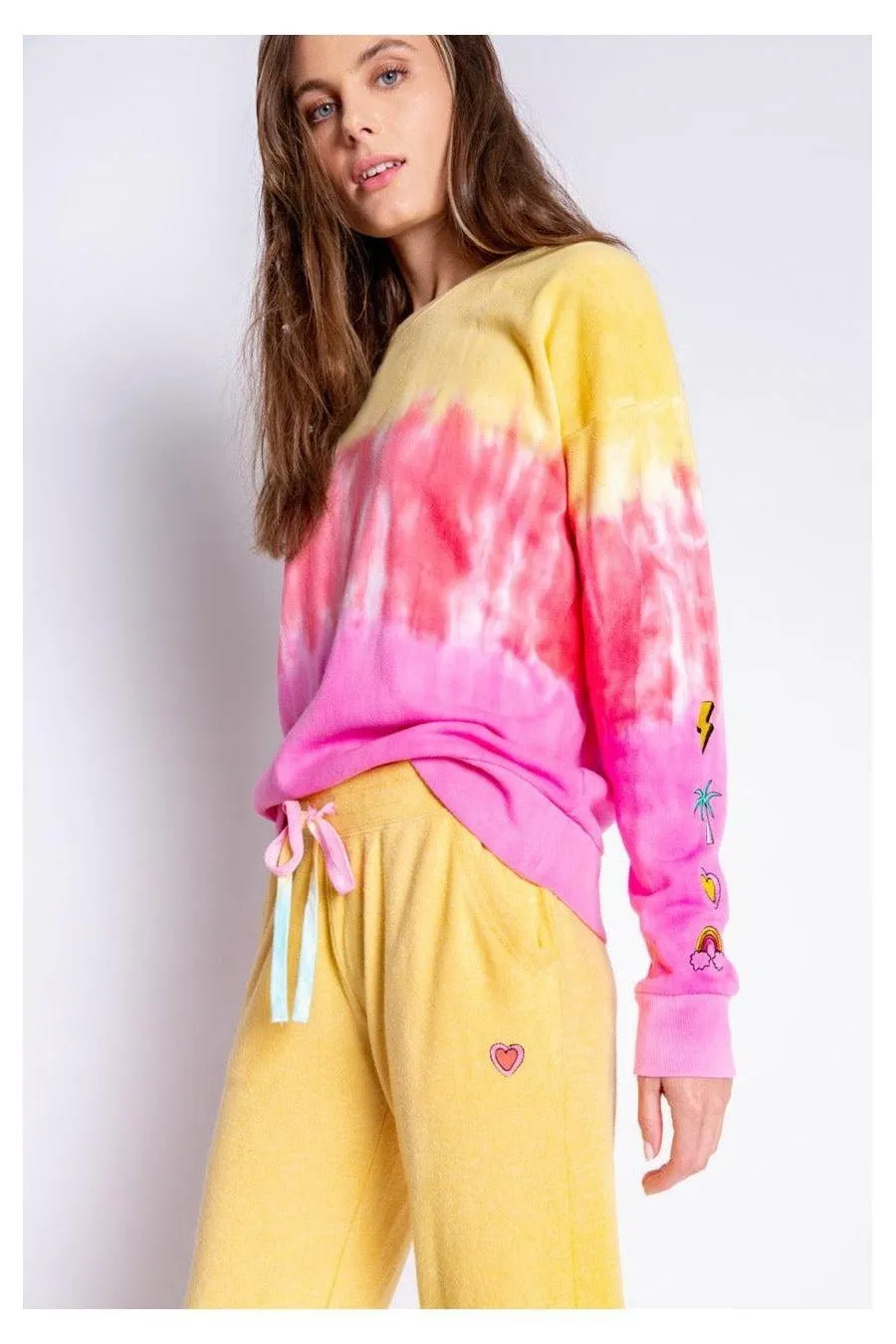 PJ Salvage One Love Ombre Tie Dye Crew Neck Long Sleeve Sweater