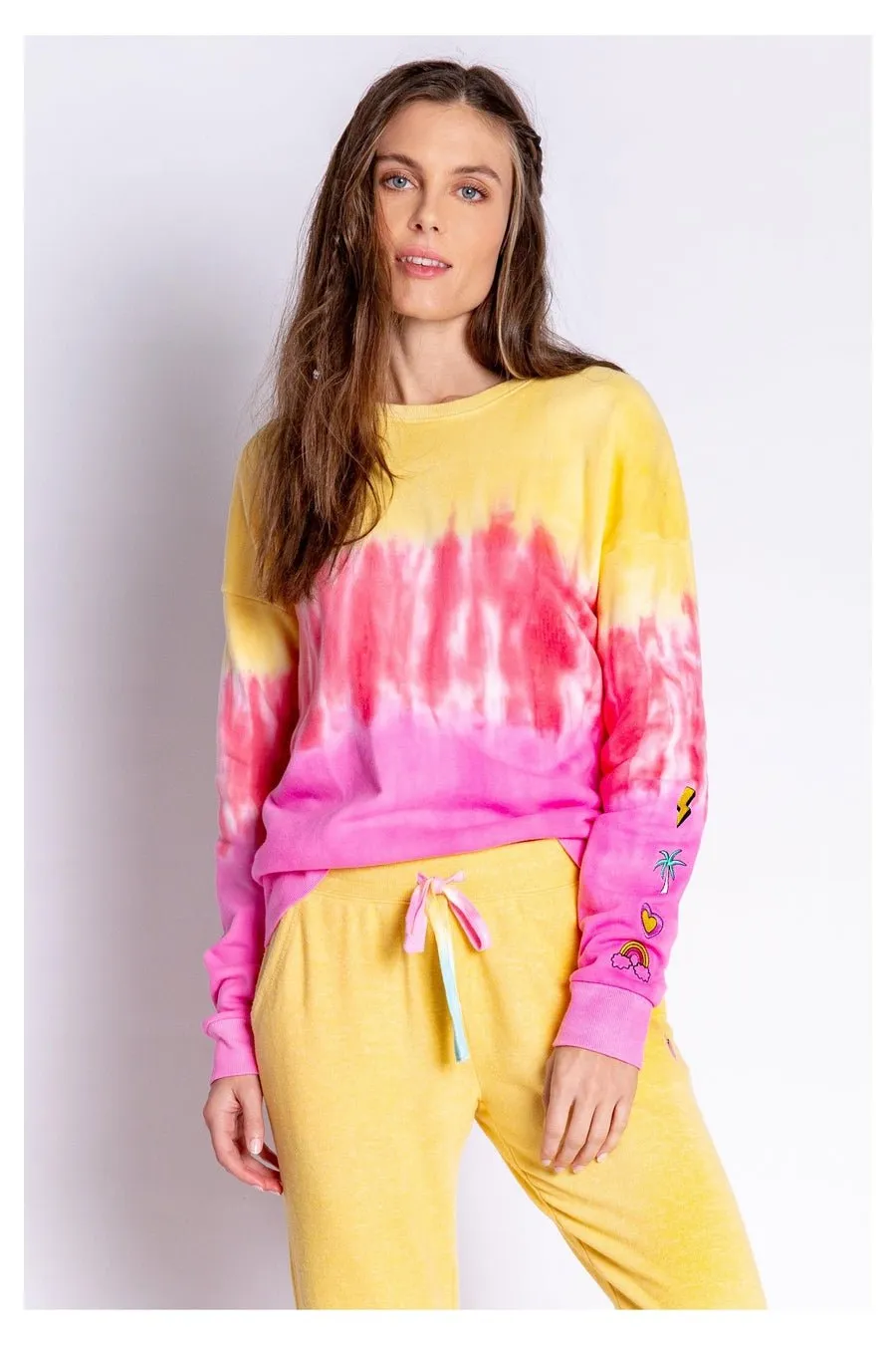PJ Salvage One Love Ombre Tie Dye Crew Neck Long Sleeve Sweater