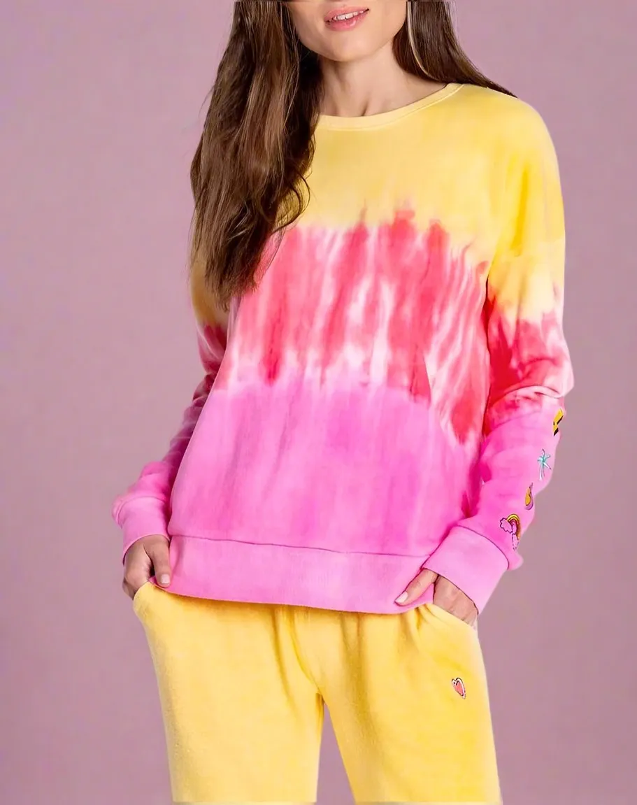 PJ Salvage One Love Ombre Tie Dye Crew Neck Long Sleeve Sweater