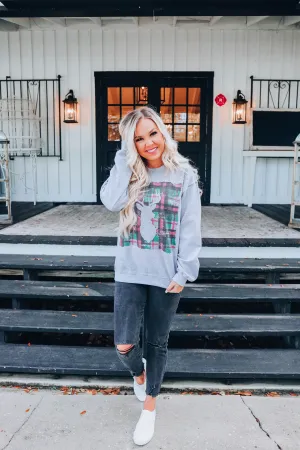 Plaid Deer Graphic Sweatshirt S-3X