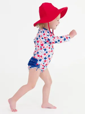PREORDER | Baby Girls Shimmer Star-Spangled Long Sleeve One Piece Rash Guard