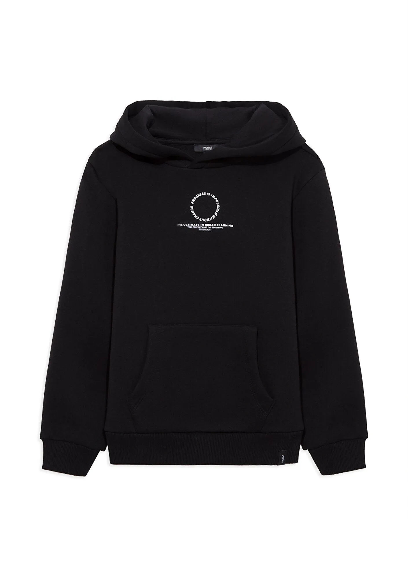 Printed Hooded Black Sweatshirt