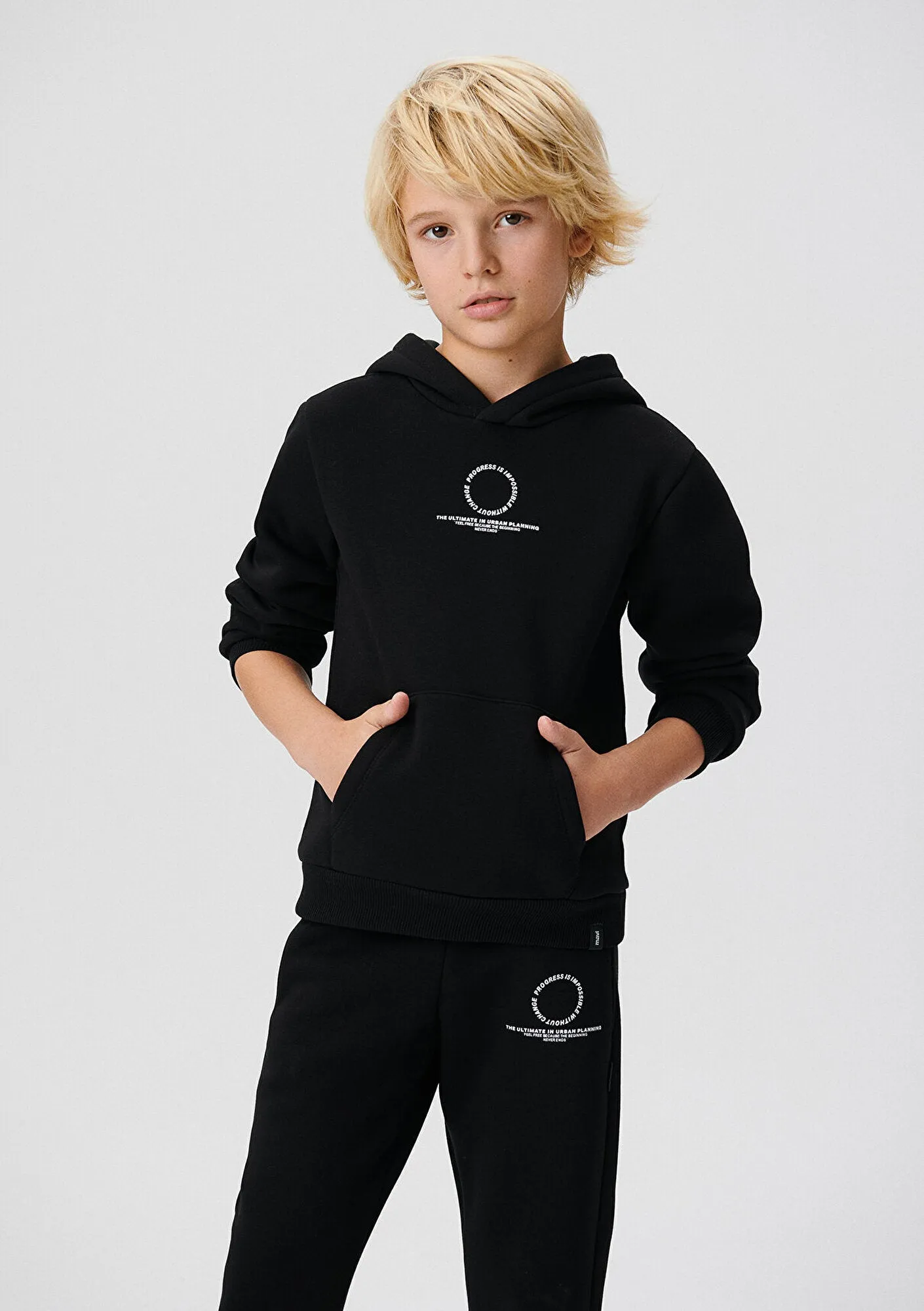 Printed Hooded Black Sweatshirt