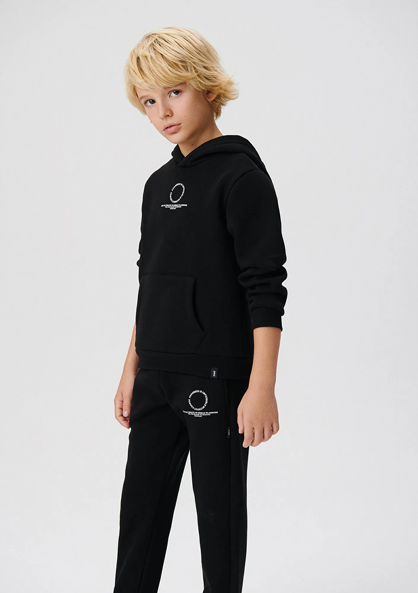 Printed Hooded Black Sweatshirt